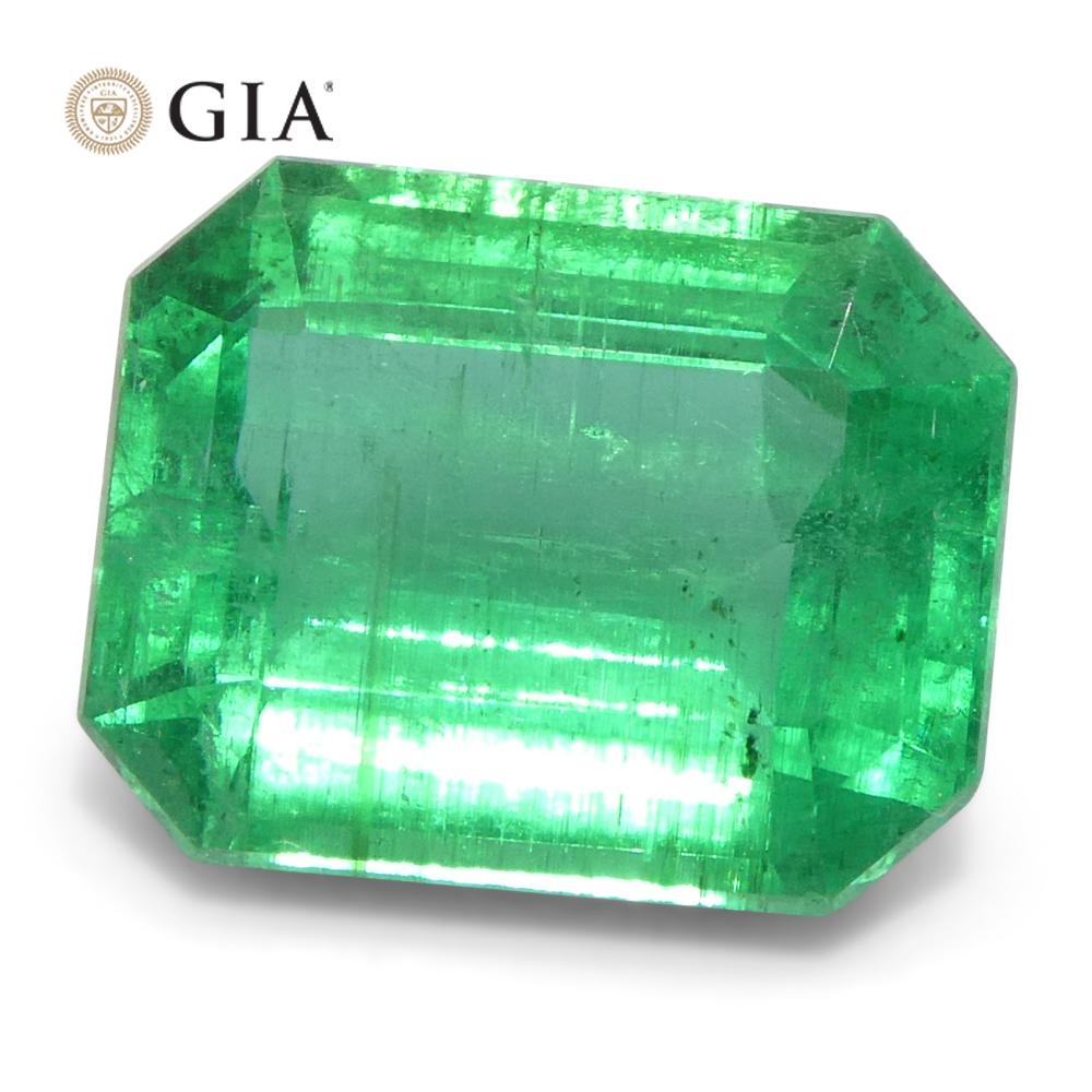 3ct Octagonal/Emerald Cut Green Emerald GIA Certified Zambia Untreated For Sale 5