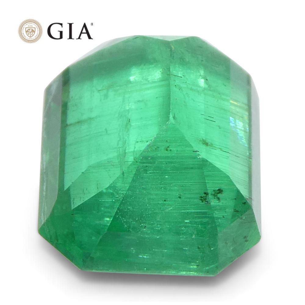 3ct Octagonal/Emerald Cut Green Emerald GIA Certified Zambia Untreated For Sale 6