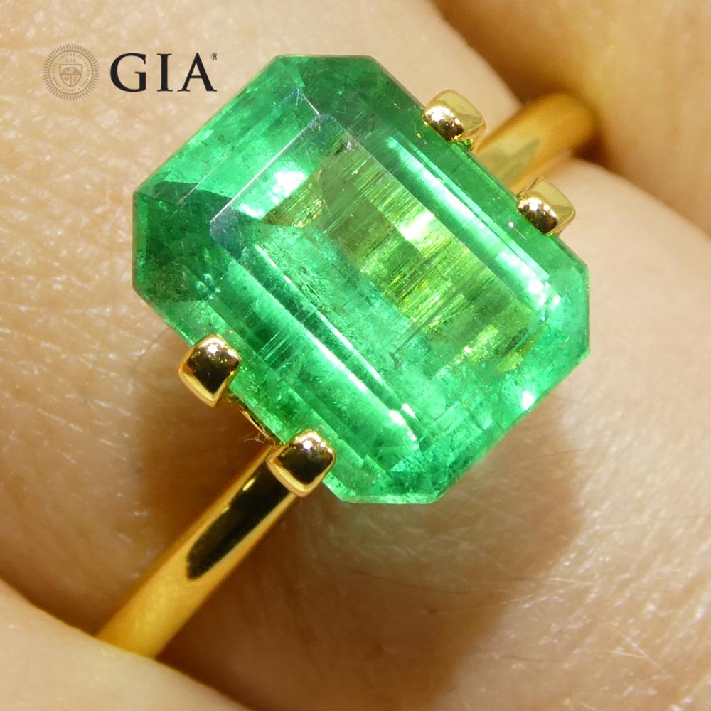 Octagon Cut 3ct Octagonal/Emerald Cut Green Emerald GIA Certified Zambia Untreated For Sale