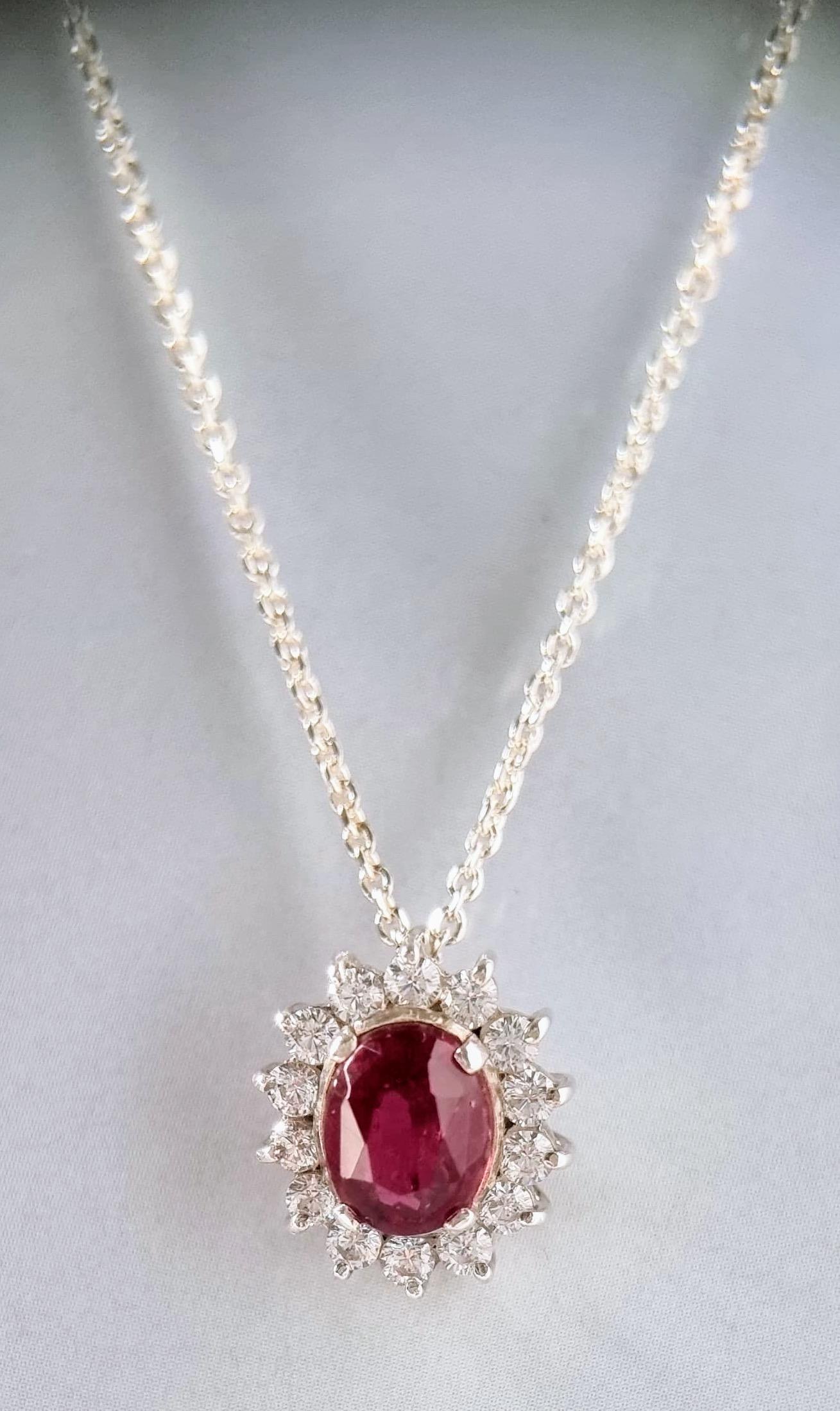 3ct Oval Cut Natural Deep Pink Tourmaline Pendant For Sale 8