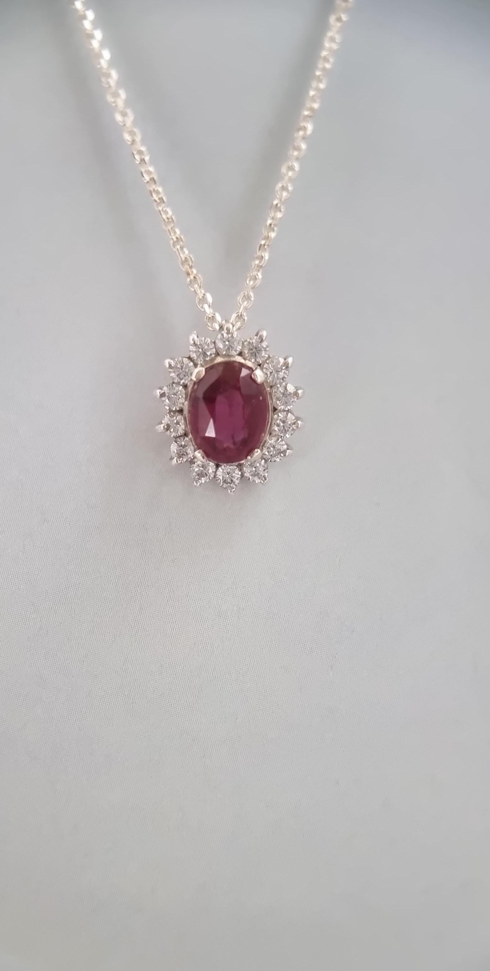 3ct Oval Cut Natural Deep Pink Tourmaline Pendant For Sale 4
