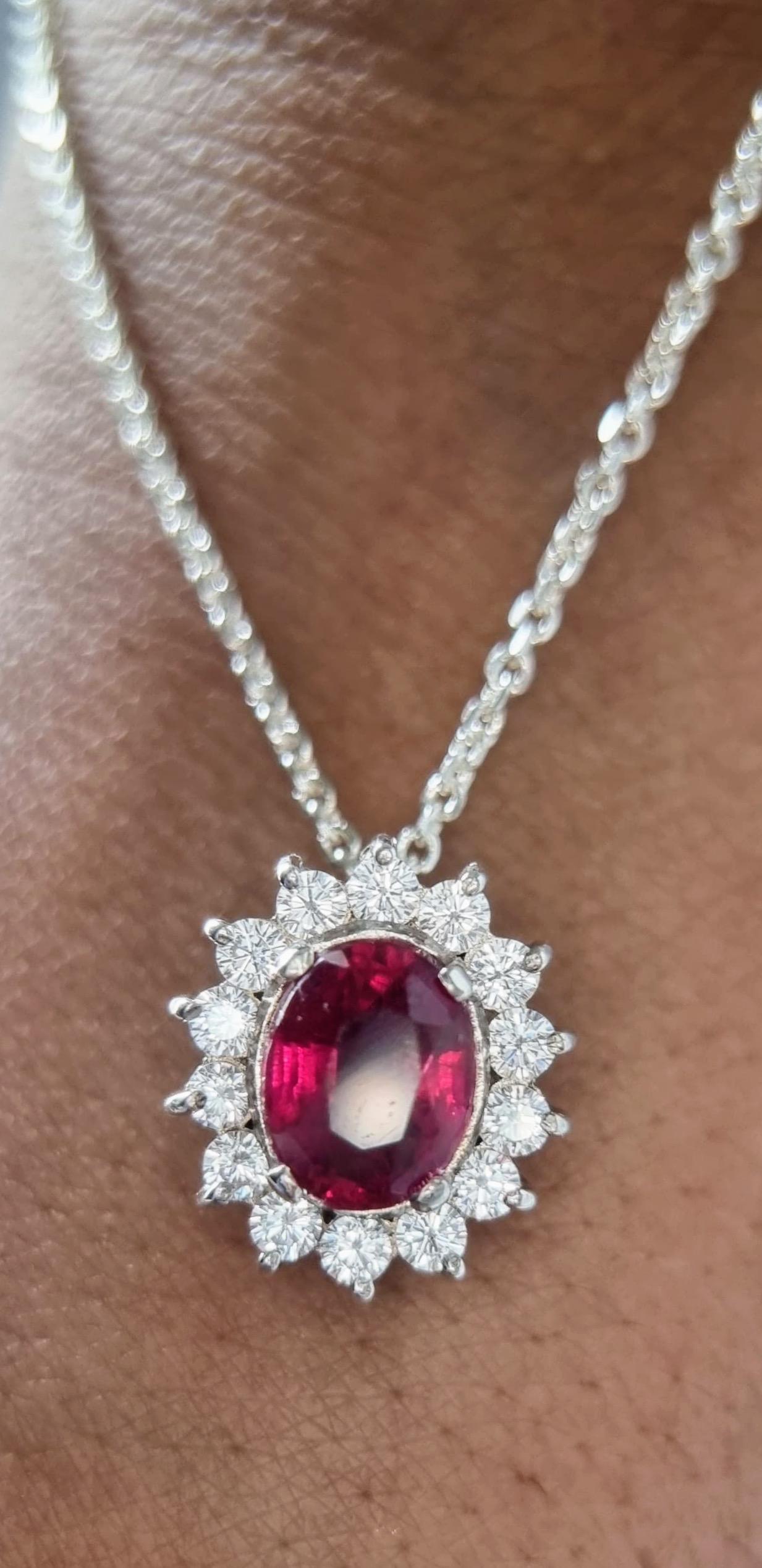 3ct Oval Cut Natural Deep Pink Tourmaline Pendant For Sale 5