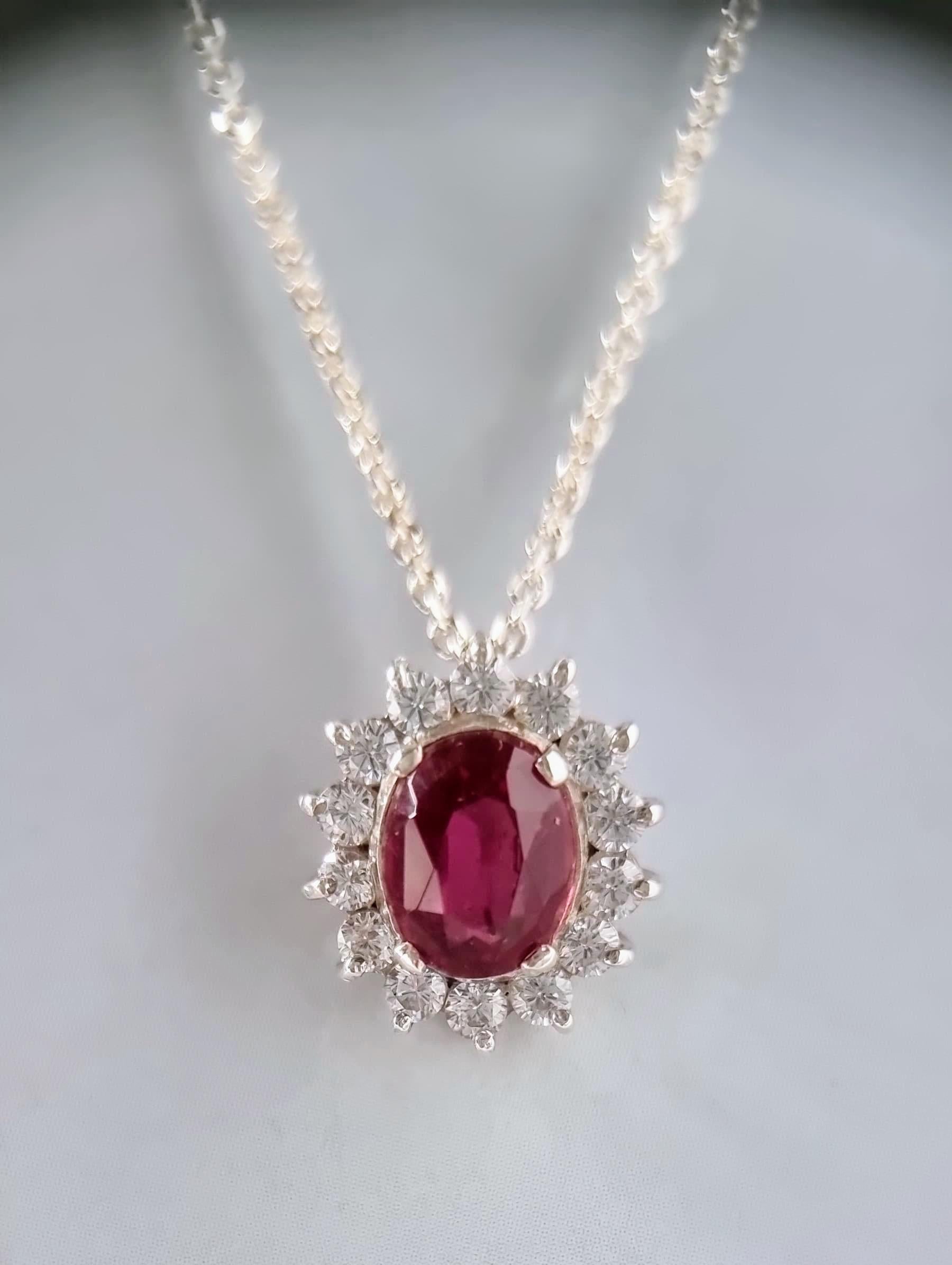 3ct Oval Cut Natural Deep Pink Tourmaline Pendant For Sale 11