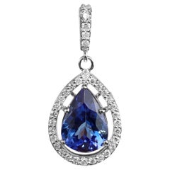 Colgante de tanzanita talla pera y diamante de 3 quilates