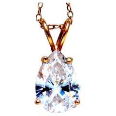 3ct Pear Cz Solitaire Necklace 14kt*