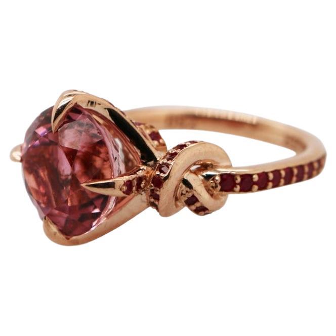For Sale:  3ct Pink Tourmaline and Ruby Ring Solitaire Ring 18ct Rose Gold