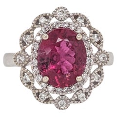 3ct Pink Tourmaline Ring w Earth Mined Diamonds in Solid 14K Gold Oval 9.6x7.8mm 3ct Pink Tourmaline Ring w Earth Mined Diamonds in Solid 14K Gold Oval 9.6x7.8mm