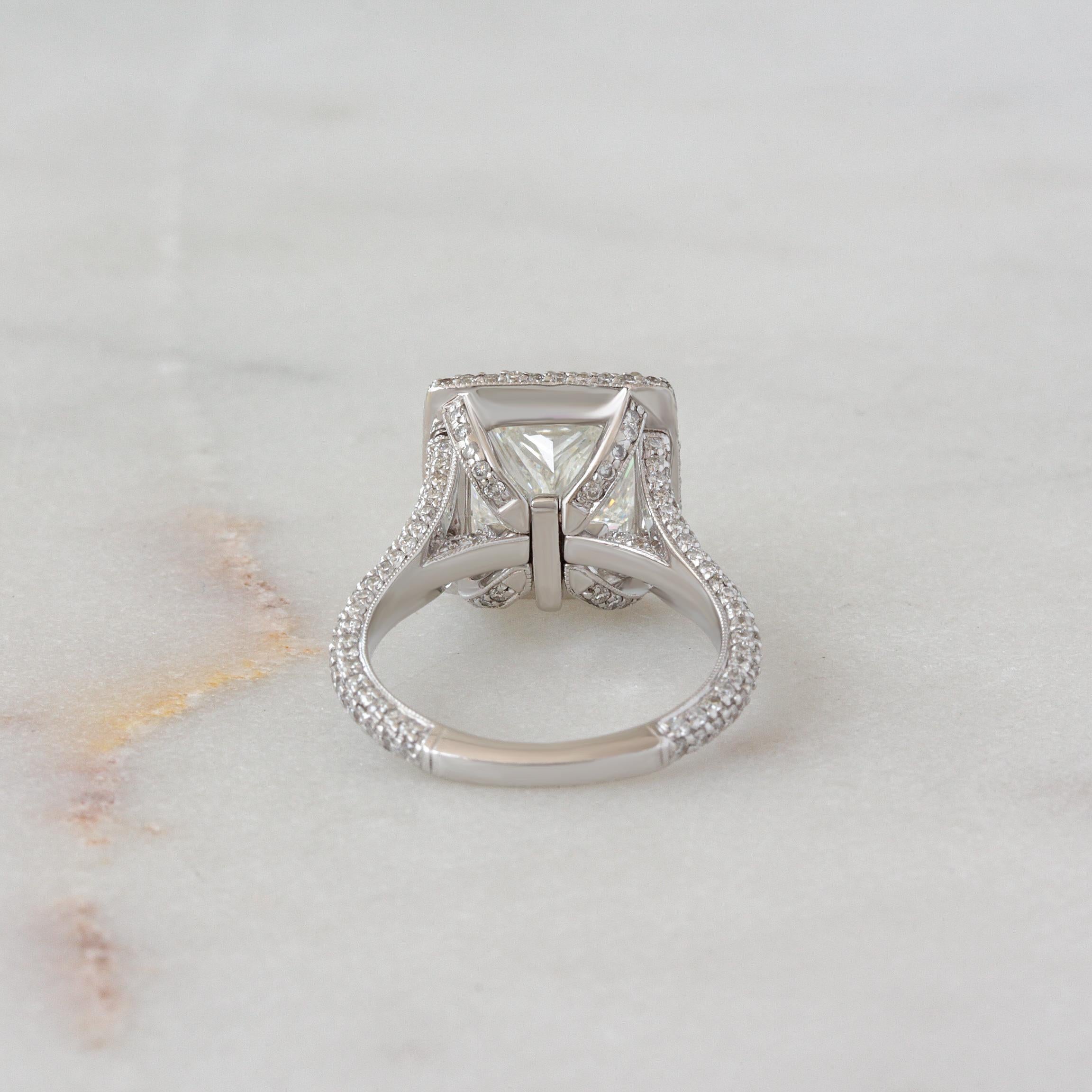 For Sale:  3CT Princess Cut Diamond Pave Halo, engagement ring and pendant, GIA certified. 4