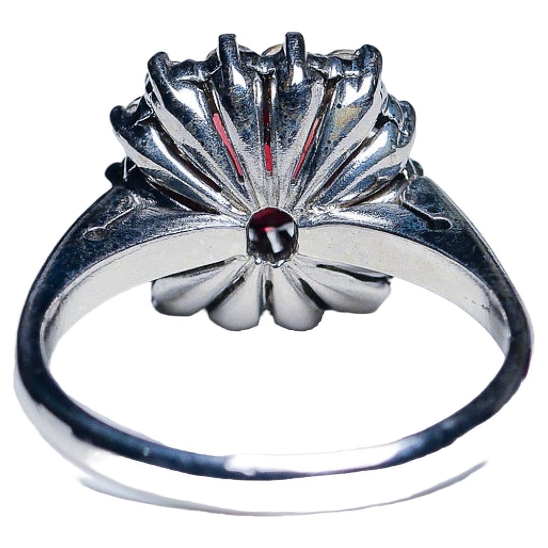 Anello da cocktail con granato rosso 3ct a rettangolo in vendita 1