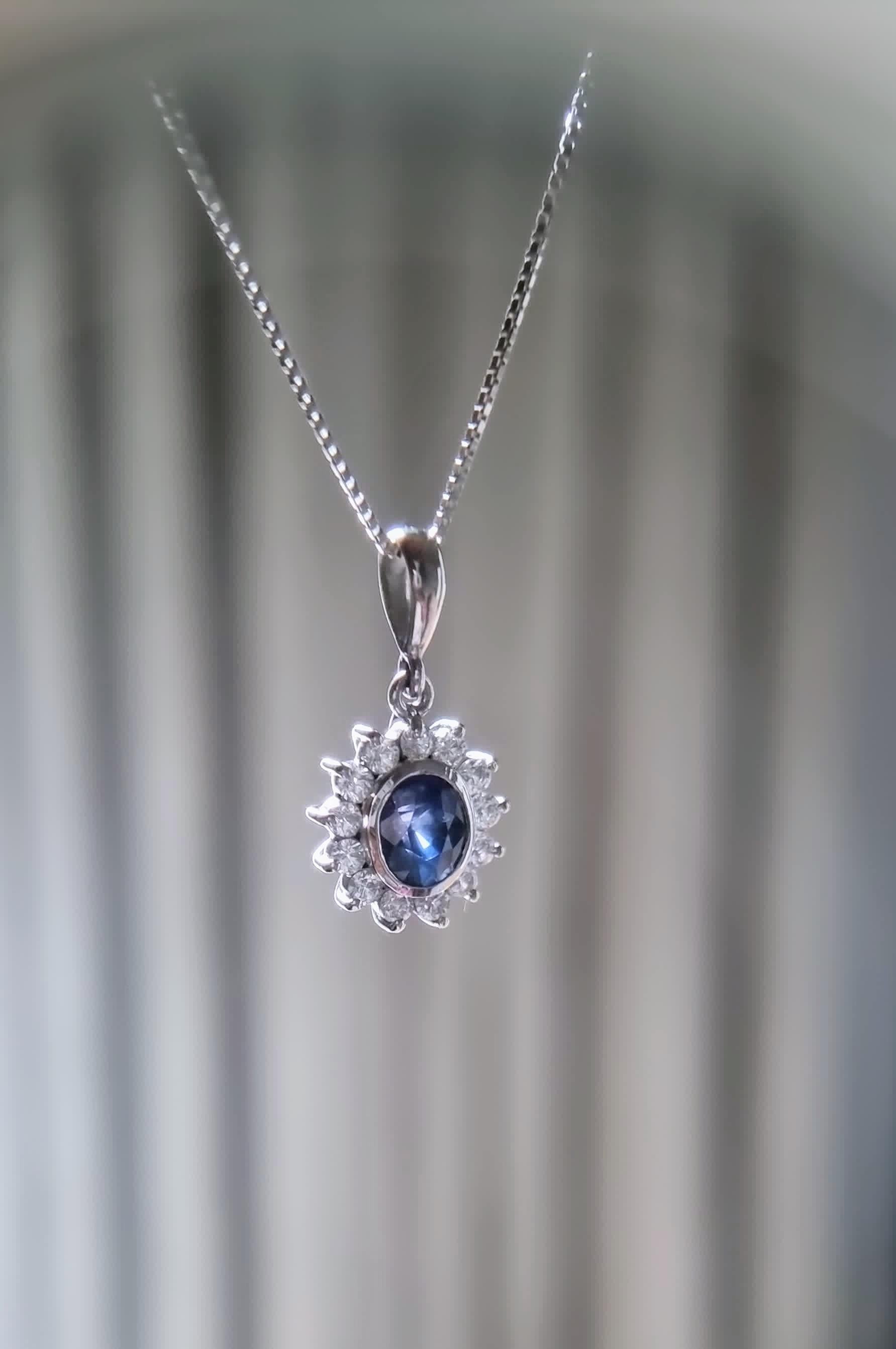 3.4ct Round Blue Sapphire Necklace Pendant In New Condition For Sale In Lanham, MD