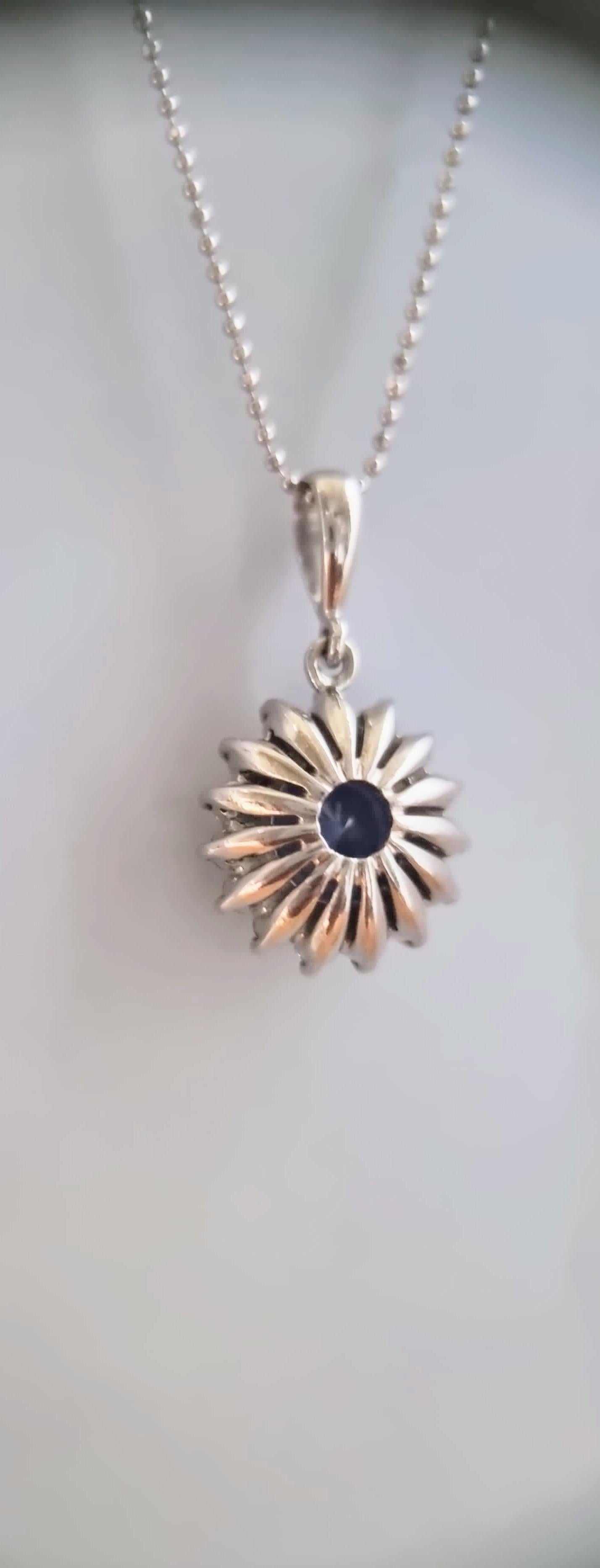 4.1ct Round Cut Prong Set Natural Blue Sapphire Pendant Necklace For Sale 7