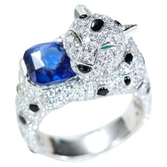 3ct Royal Blue Sapphire Leopard Onyx Diamond Ring 3ct Royal Blue Sapphire Leopard Onyx Diamond Ring