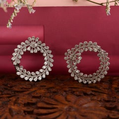 3ct SI Clarity HI Color Diamond Round Stud Earrings 18 Karat White Gold