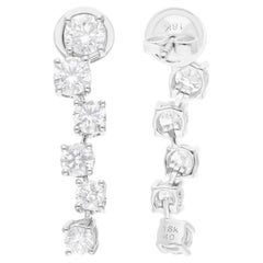 3ct SI/H Brilliant Cut Diamond Asymmetrical Drop Earrings 14 Karat White Gold