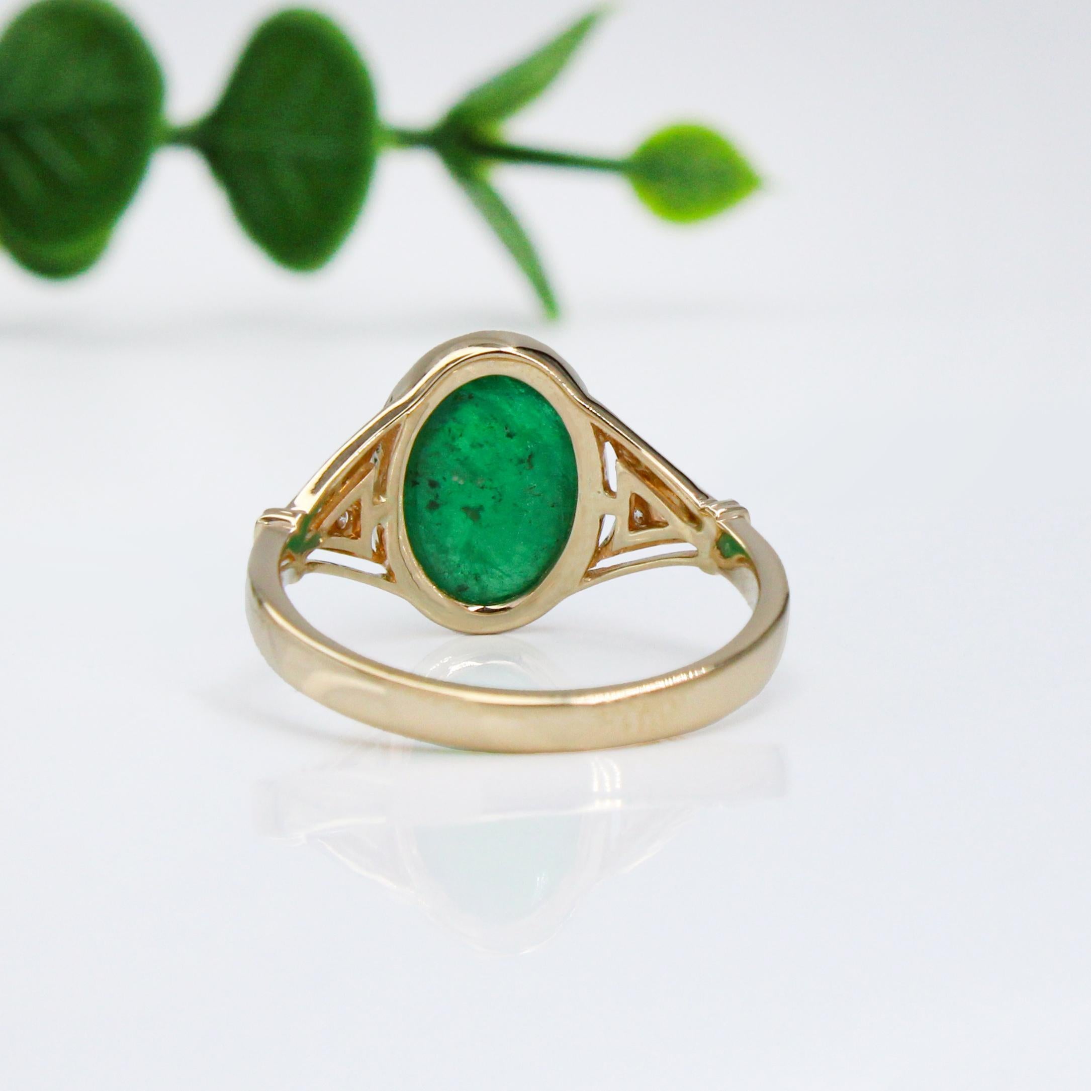 Women's 3ct Statement Emerald Ring w Natural Diamond Accents in 14K Gold  OV 11x8mm
