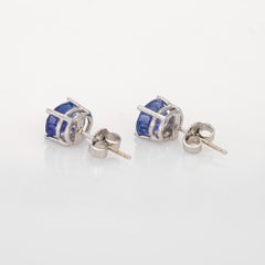 3 Carat Tanzanite Stud Earrings Estate 14 Karat Gold Oval Faceted Fine Jewelry