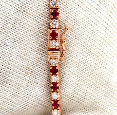 3 Karat Vivid Red Natural Ruby Diamonds Alternierendes Tennisarmband 14 Karat