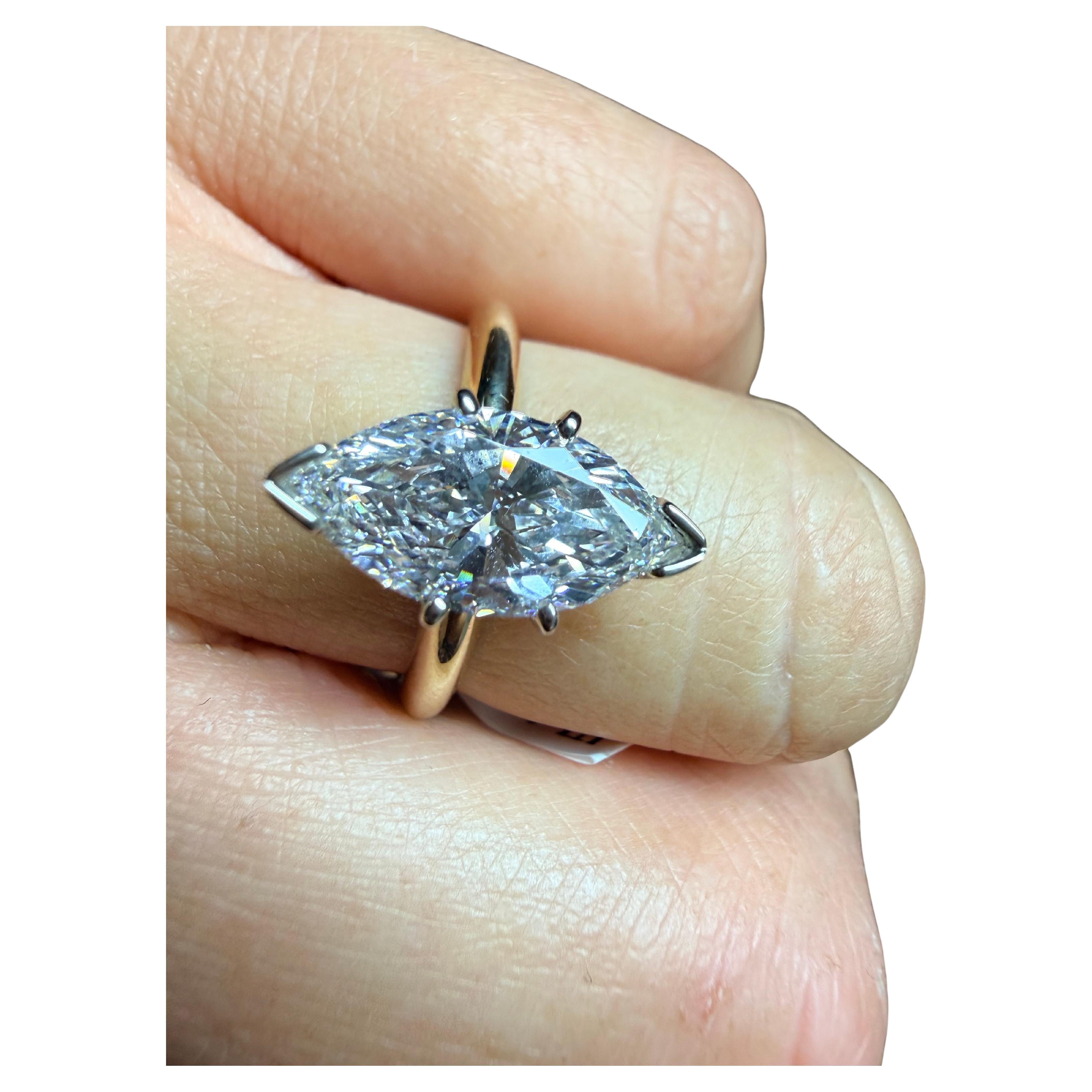 3ct VS2 F solitaire Marquise diamond ring engagement diamond ring 18KT