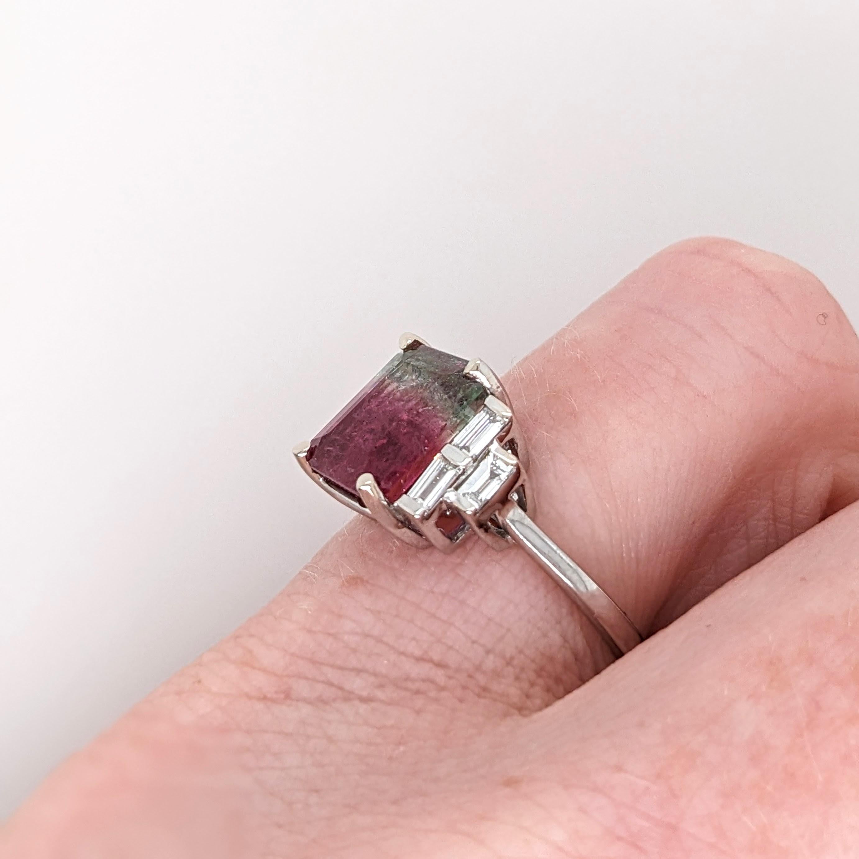 3ct Watermelon Tourmaline Ring w Natural Diamonds in Solid 14k Gold EM 10x8mm For Sale 2