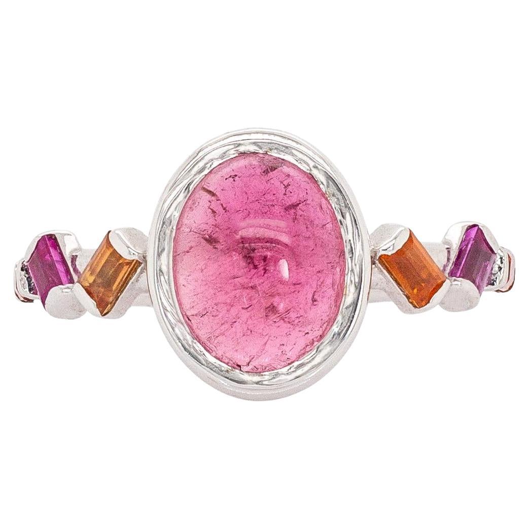 3cts Rubin Ring mit Saphir Akzente Ring: Solid 14k Weißgold, Oval 10x8mm im Angebot