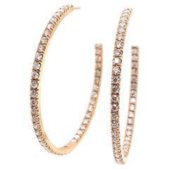 Orecchini a cerchio con diamanti in oro rosa 18kt da 3cttw