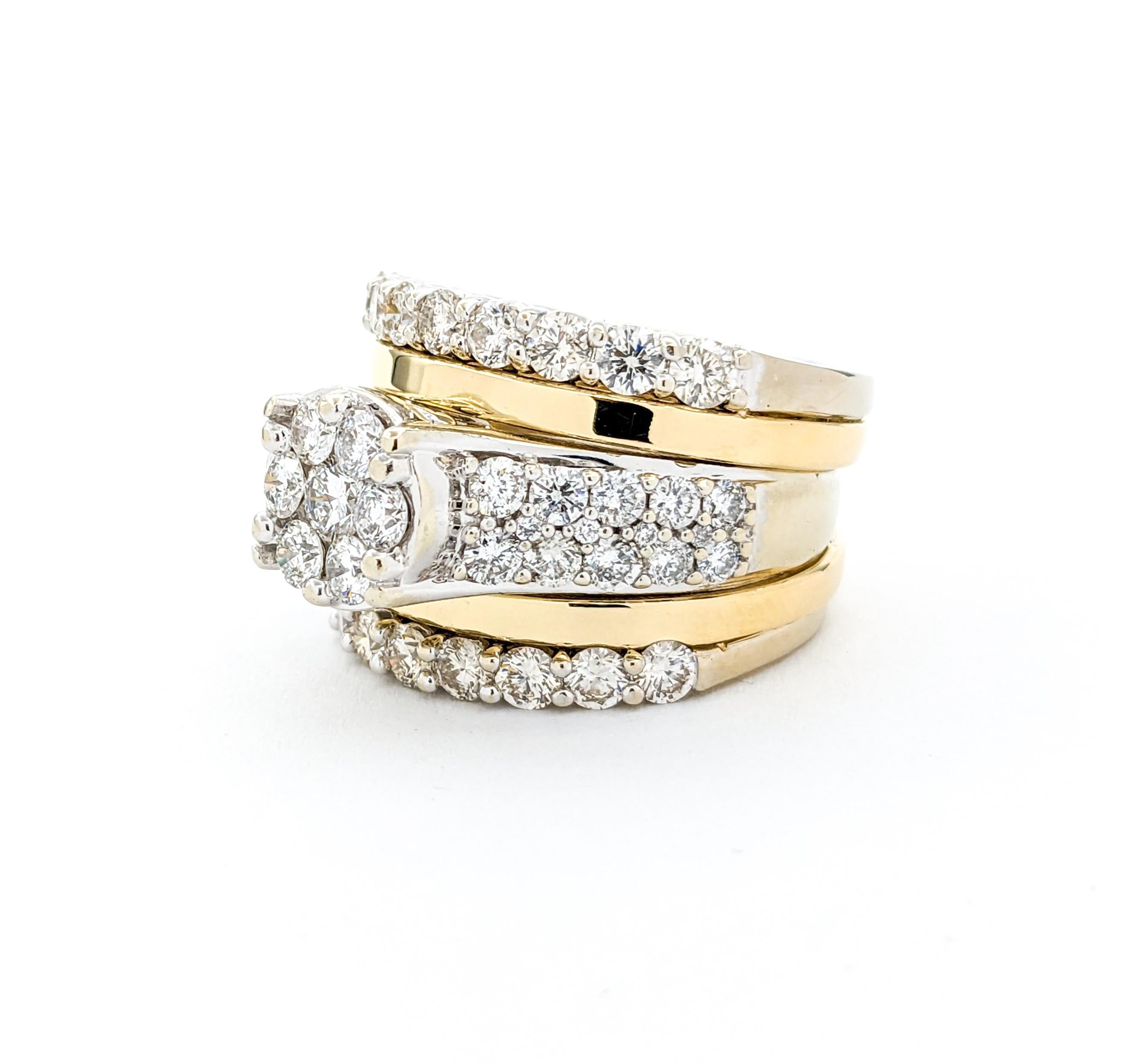 Contemporary 3ctw Diamond Anniversary Ring In Yellow Gold