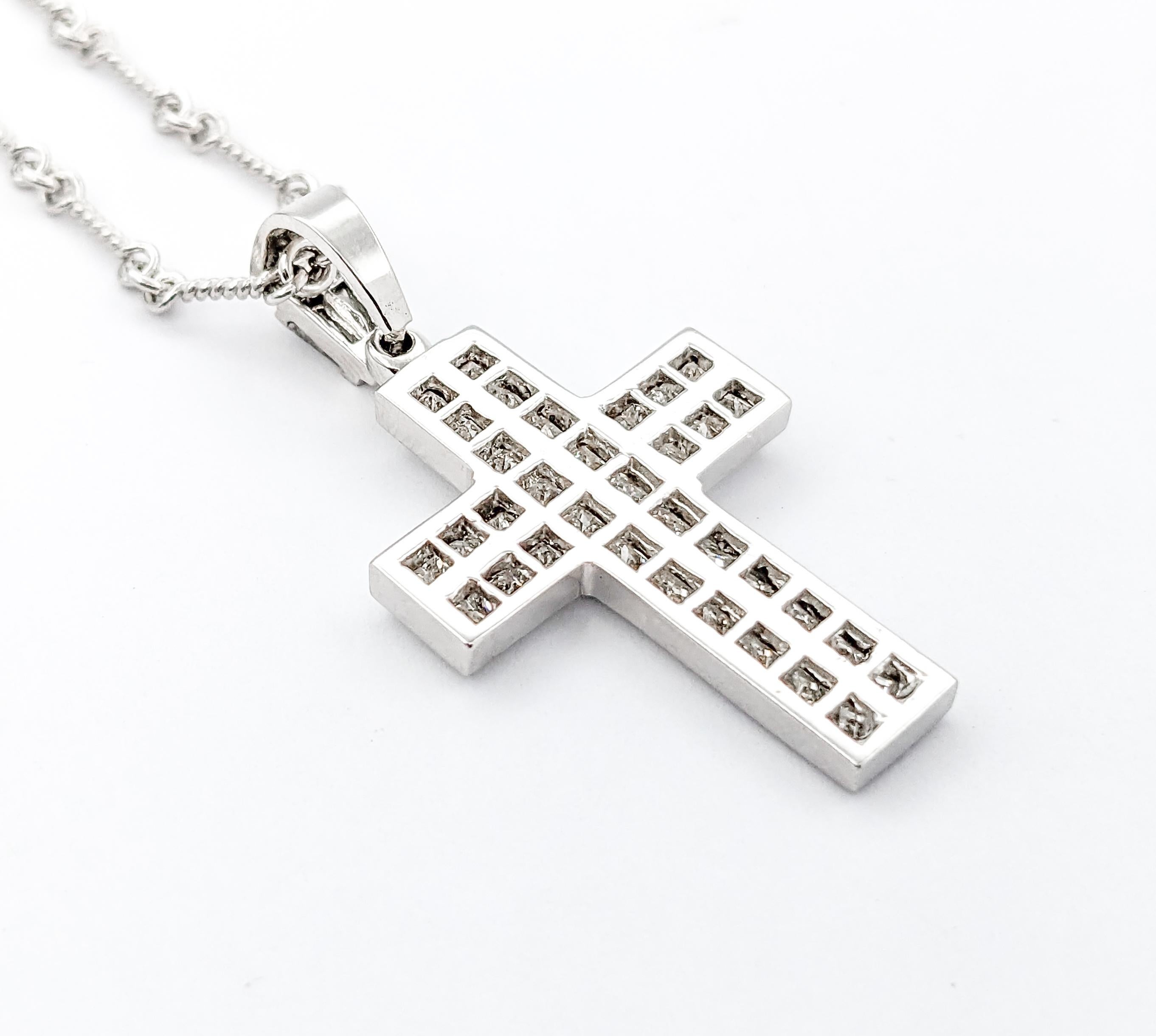 Women's 3.ctw Diamond Cross Pendant In White Gold W/Chain For Sale