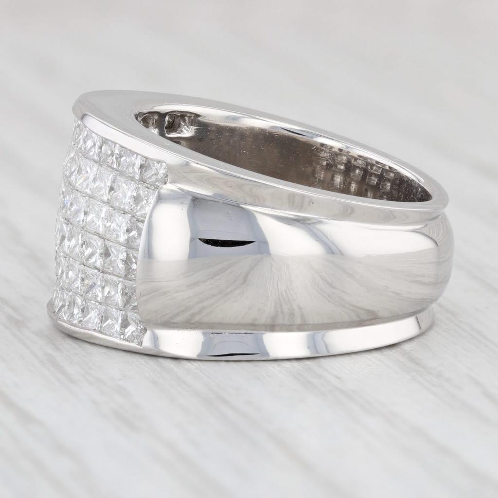 Women's or Men's 3ctw Pave Diamond Cocktail Ring Platinum Size 6.75-7 Wide Band For Sale