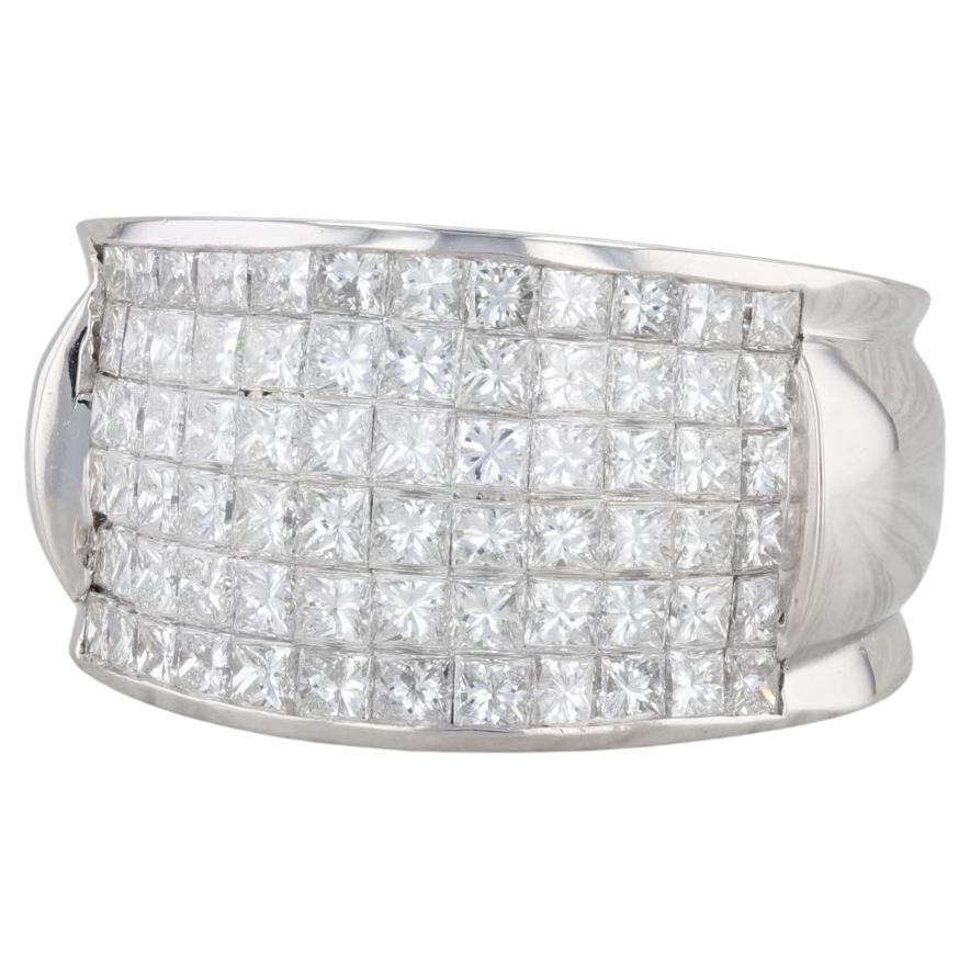 3ctw Pave Diamond Cocktail Ring Platinum Size 6.75-7 Wide Band For Sale