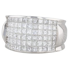 3ctw Pave Diamond Cocktail Ring Platinum Size 6.75-7 Wide Band