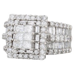 3ctw Princess Diamond Halo Engagement Ring 14k White Gold Size 6.75