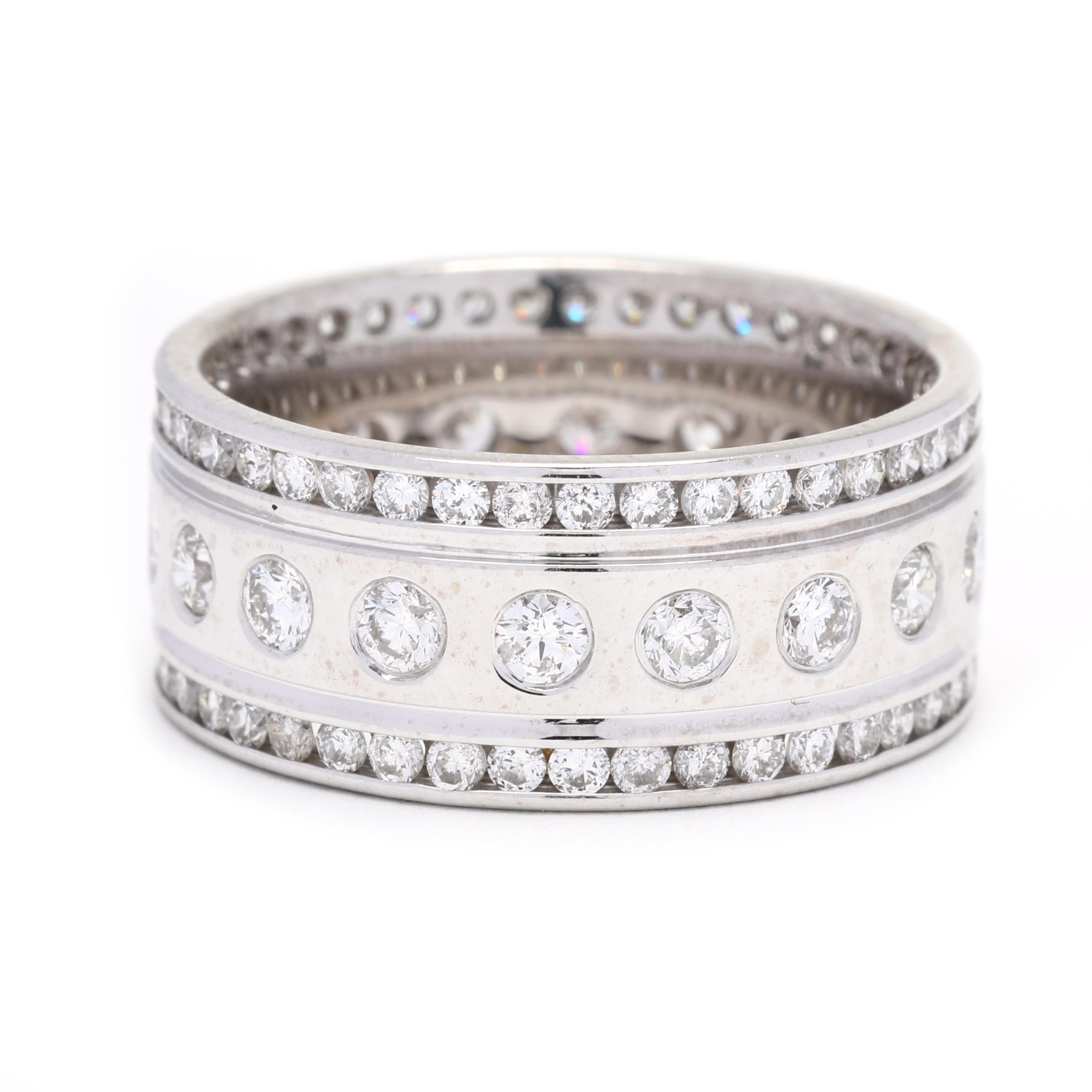 3ctw Wide Diamond Eternity Band 14K White Gold Ring Size 7 Wide 