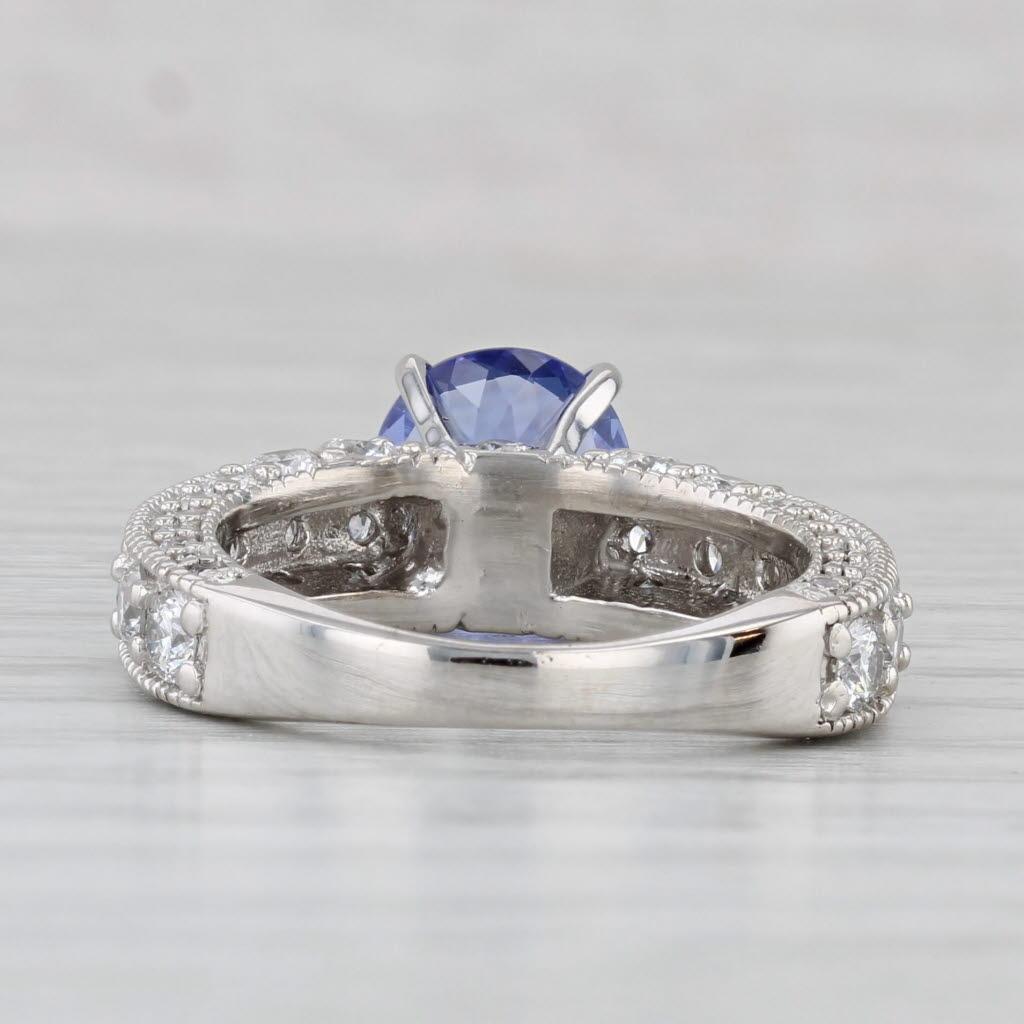 3cw Tansanit Diamant Ring 14k Weißgold Größe 6,5 Engagement (Rundschliff) im Angebot