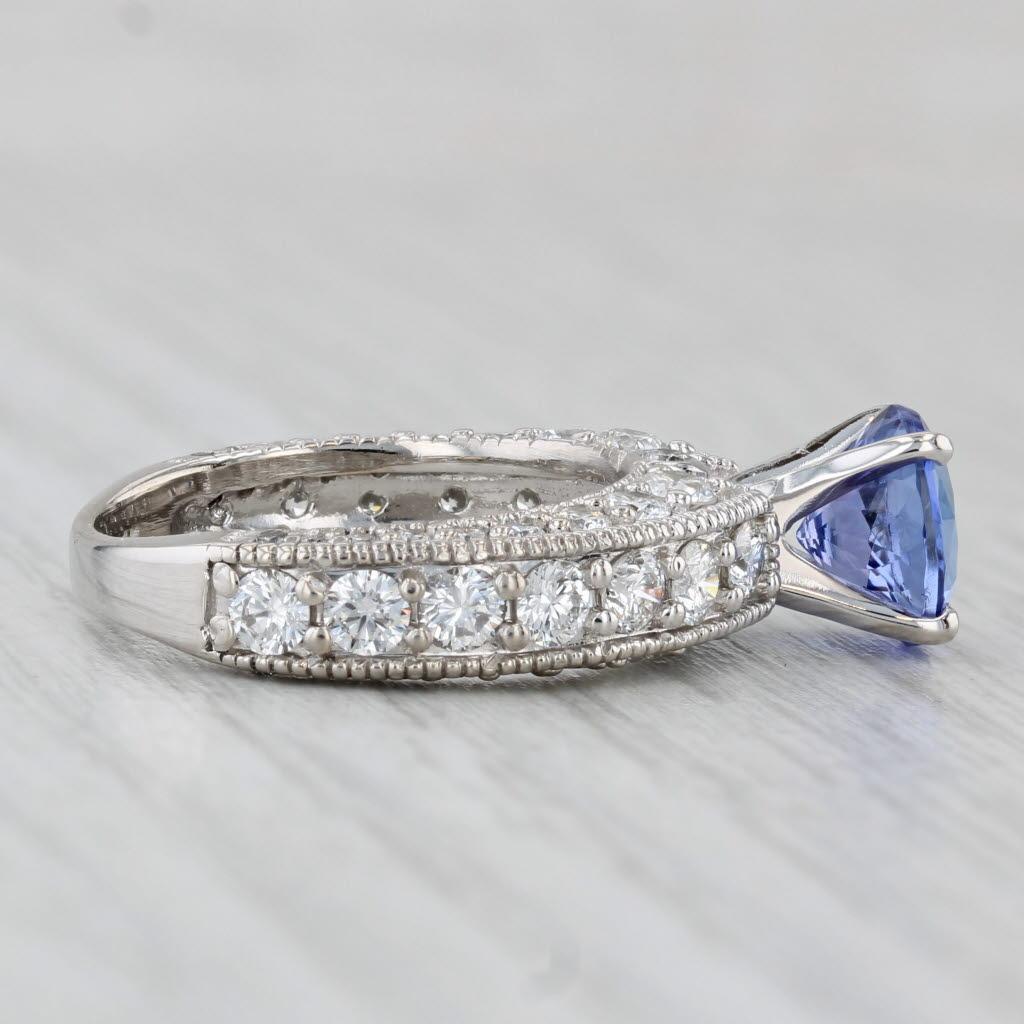 3cw Tansanit Diamant Ring 14k Weißgold Größe 6,5 Engagement für Damen oder Herren im Angebot