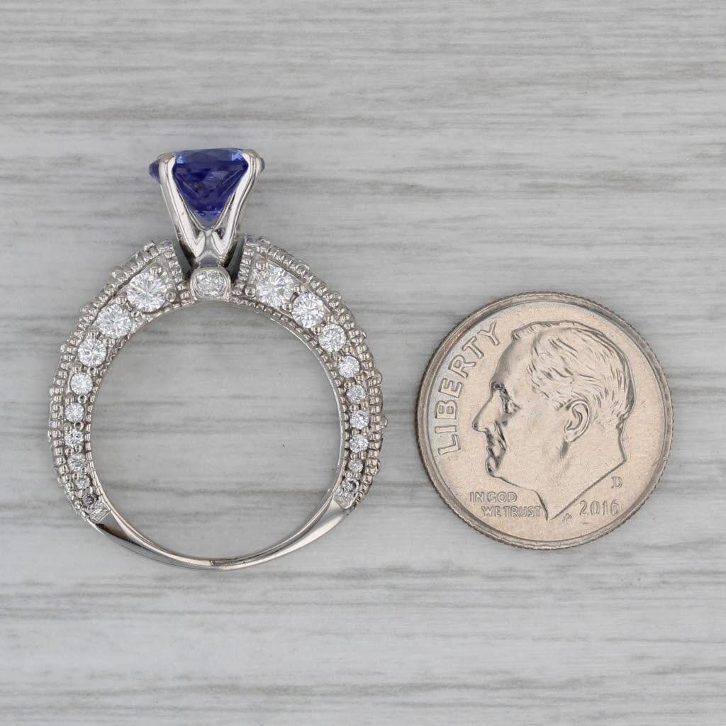 3cw Tansanit Diamant Ring 14k Weißgold Größe 6,5 Engagement im Angebot 1