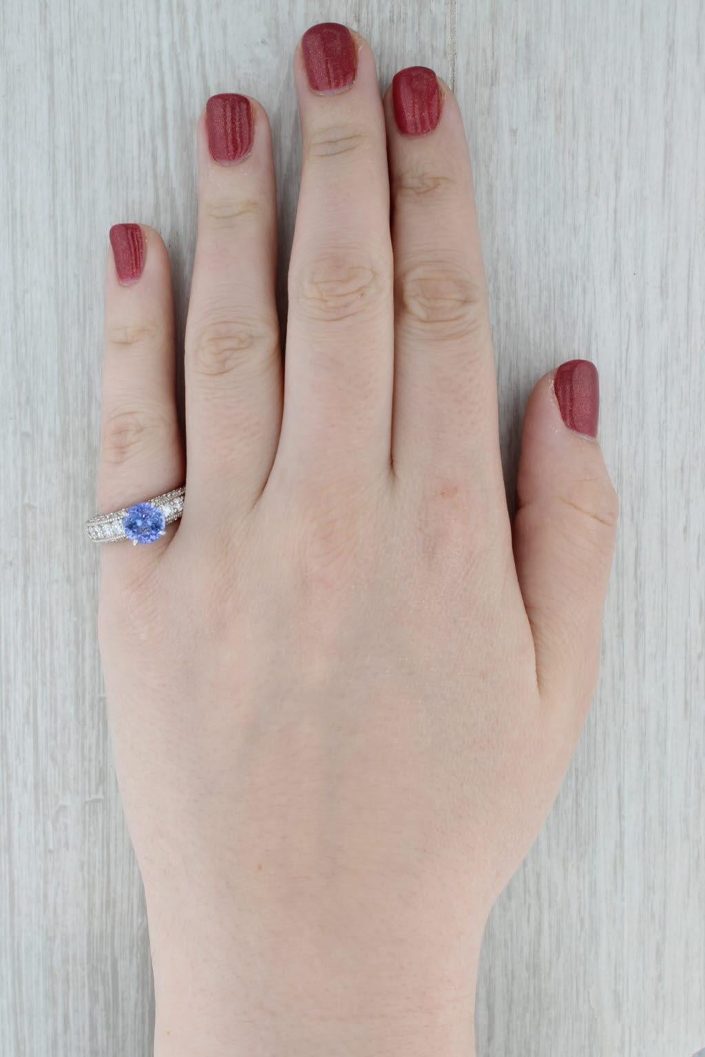 3cw Tansanit Diamant Ring 14k Weißgold Größe 6,5 Engagement im Angebot 3