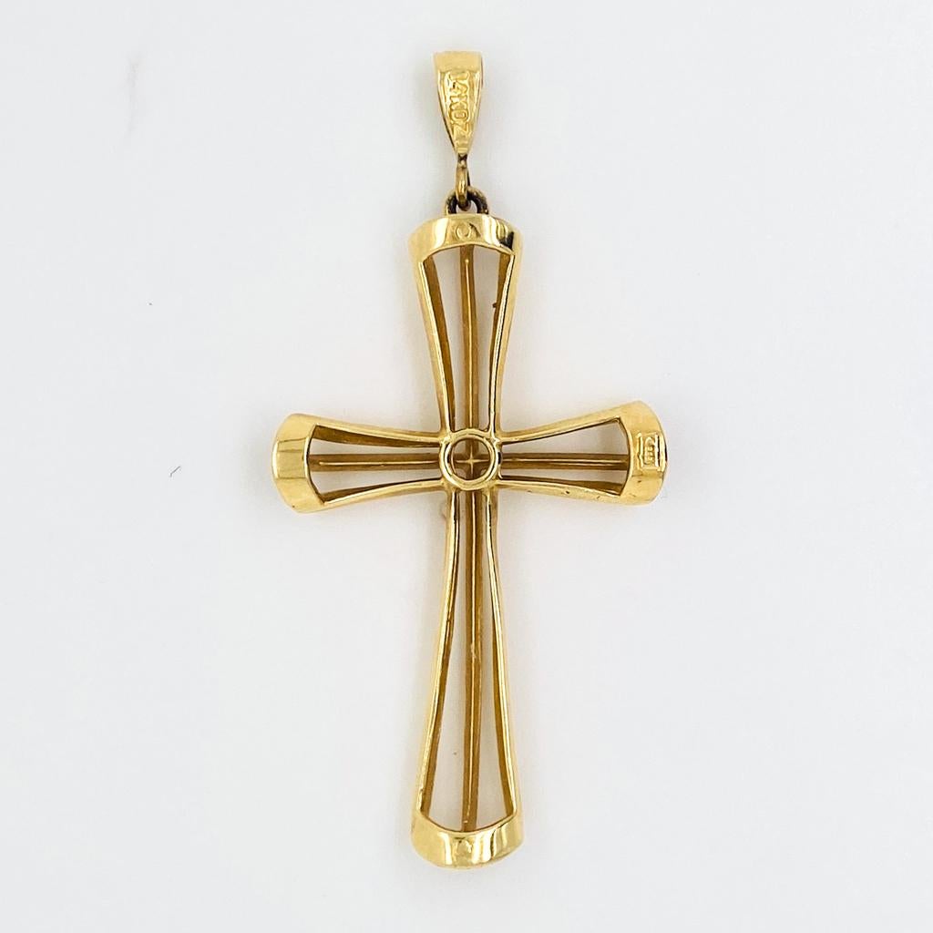 Women's or Men's 3D Cross Pendant in 14K Yellow Gold 2 Inches Long For Sale