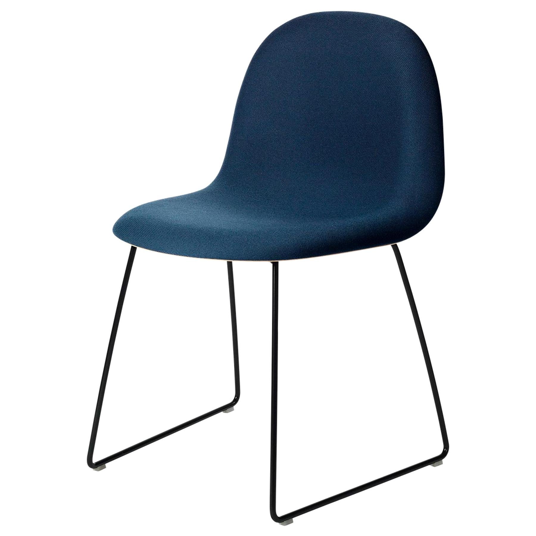 3D Dining Chair, Front Upholstered, Sledge base, Matte Black For Sale
