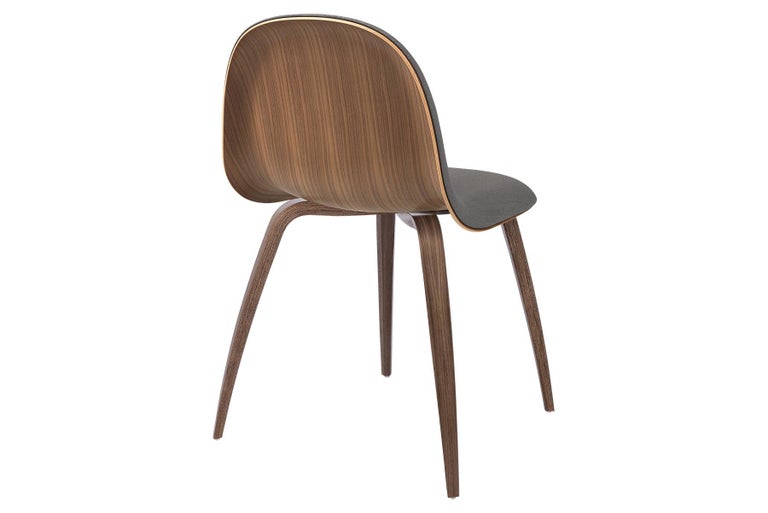 Danish 3D Dining Chair, Front Upholstered, Wood Base, American Walnut For Sale