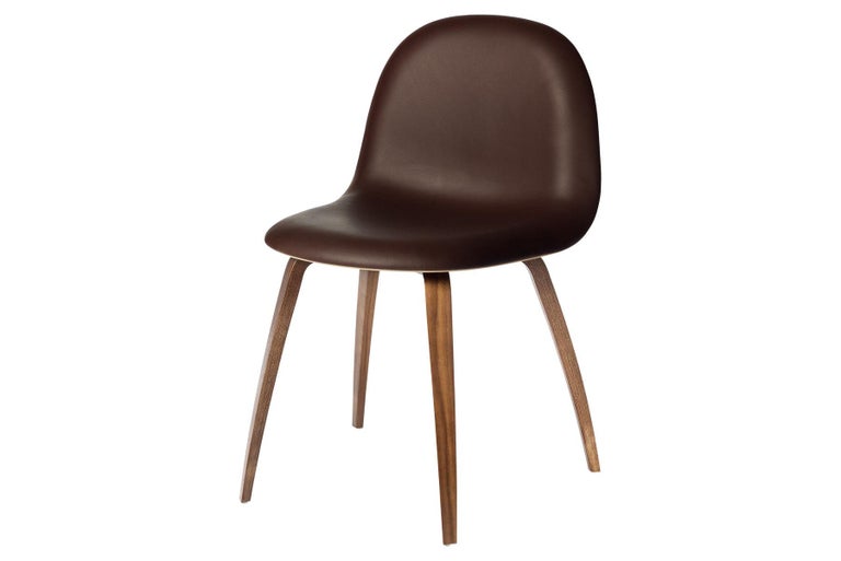 Oiled 3D Dining Chair, Front Upholstered, Wood Base, American Walnut For Sale