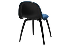 Silla de Comedor 3D, Tapizado Frontal, Base de Madera, Haya Teñida de Negro