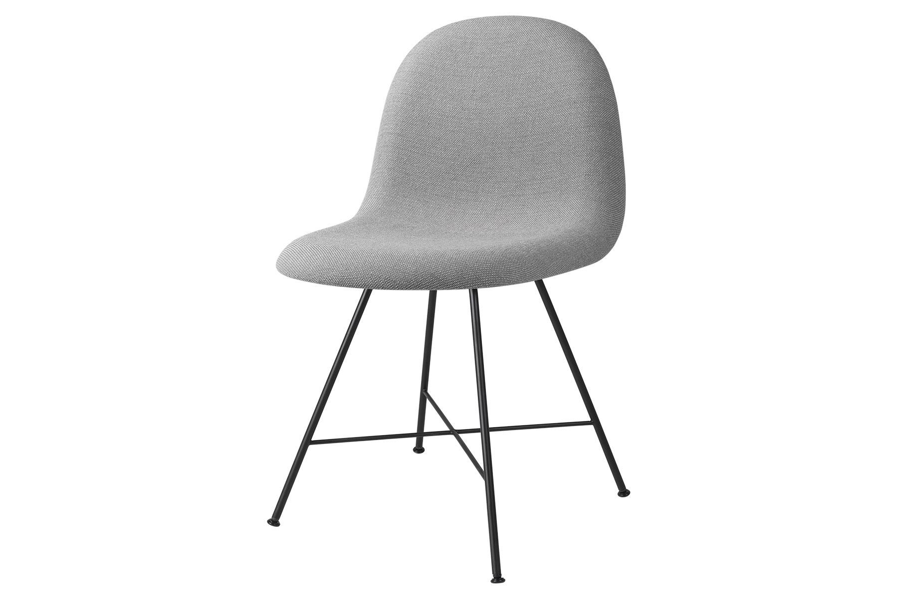 Mid-Century Modern 3D Dining Chair, Fully Upholstered, Center Base, Matte Black For Sale