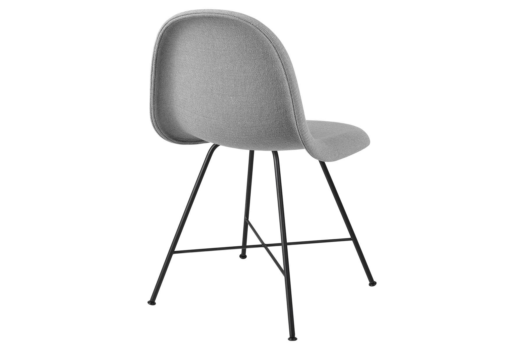 Danish 3D Dining Chair, Fully Upholstered, Center Base, Matte Black For Sale