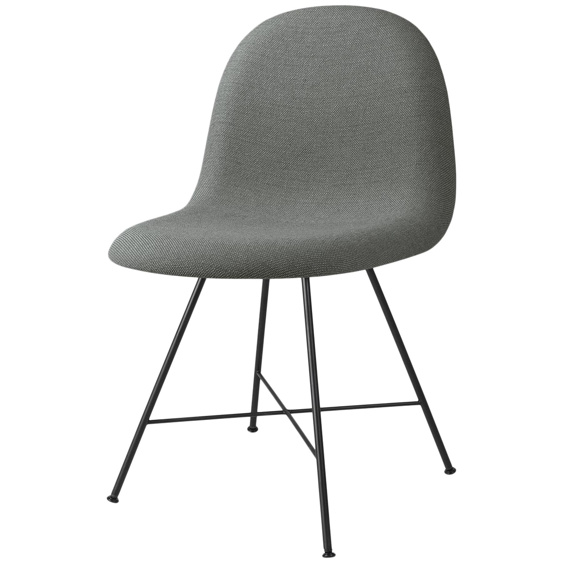 3D Dining Chair, Fully Upholstered, Center Base, Matte Black For Sale