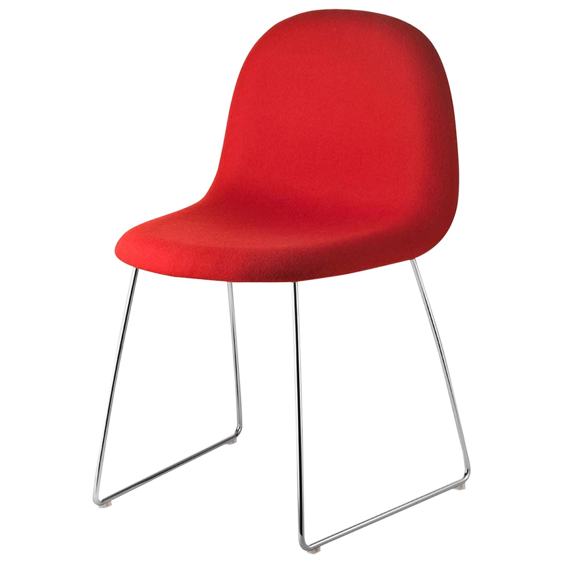 3D Dining Chair, Fully Upholstered, Sledge Base, Chrome For Sale