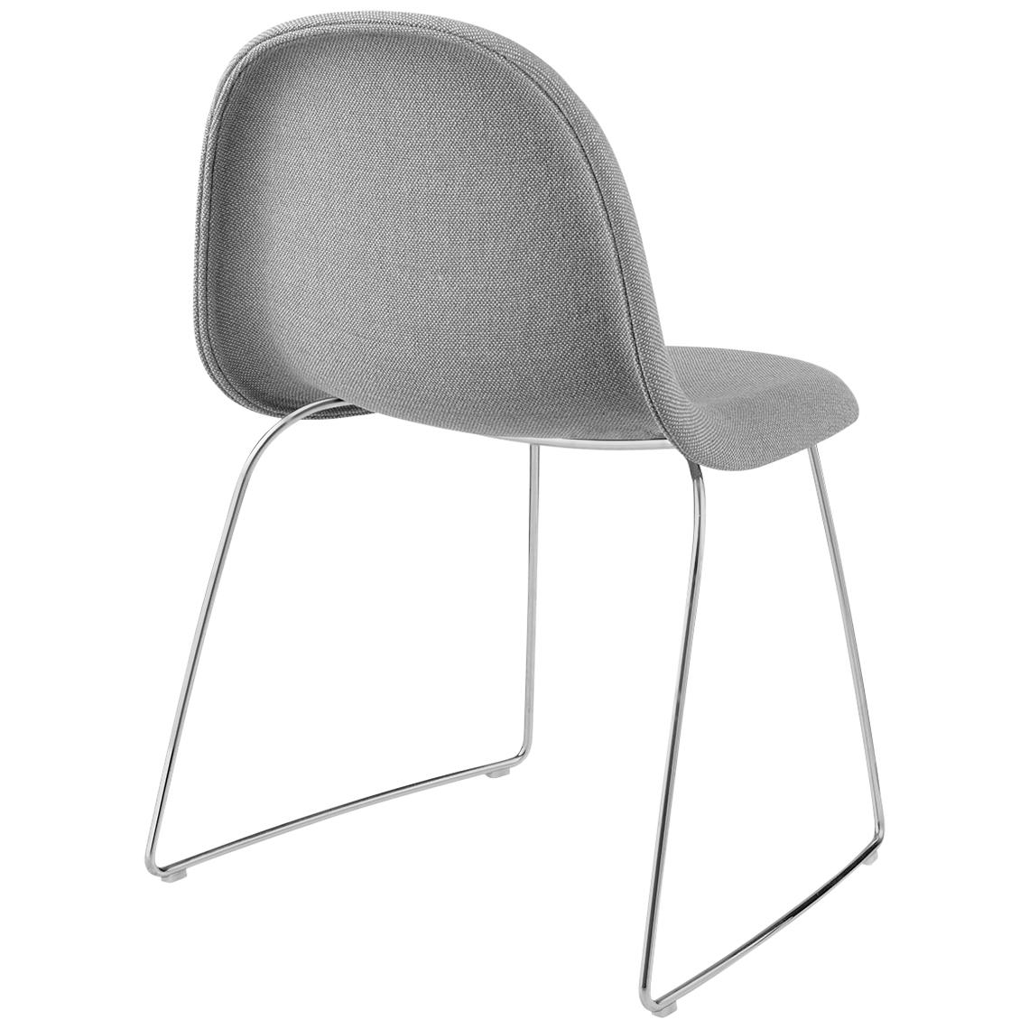 3D Dining Chair, Fully Upholstered, Sledge base, Stackable, Chrome