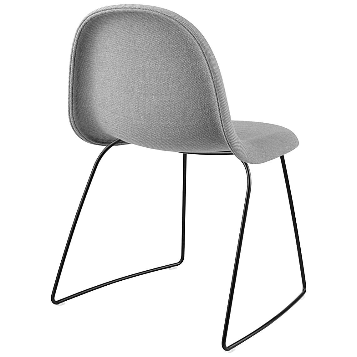 3D Dining Chair, Fully Upholstered, Sledge base, Stackable, Matte Black