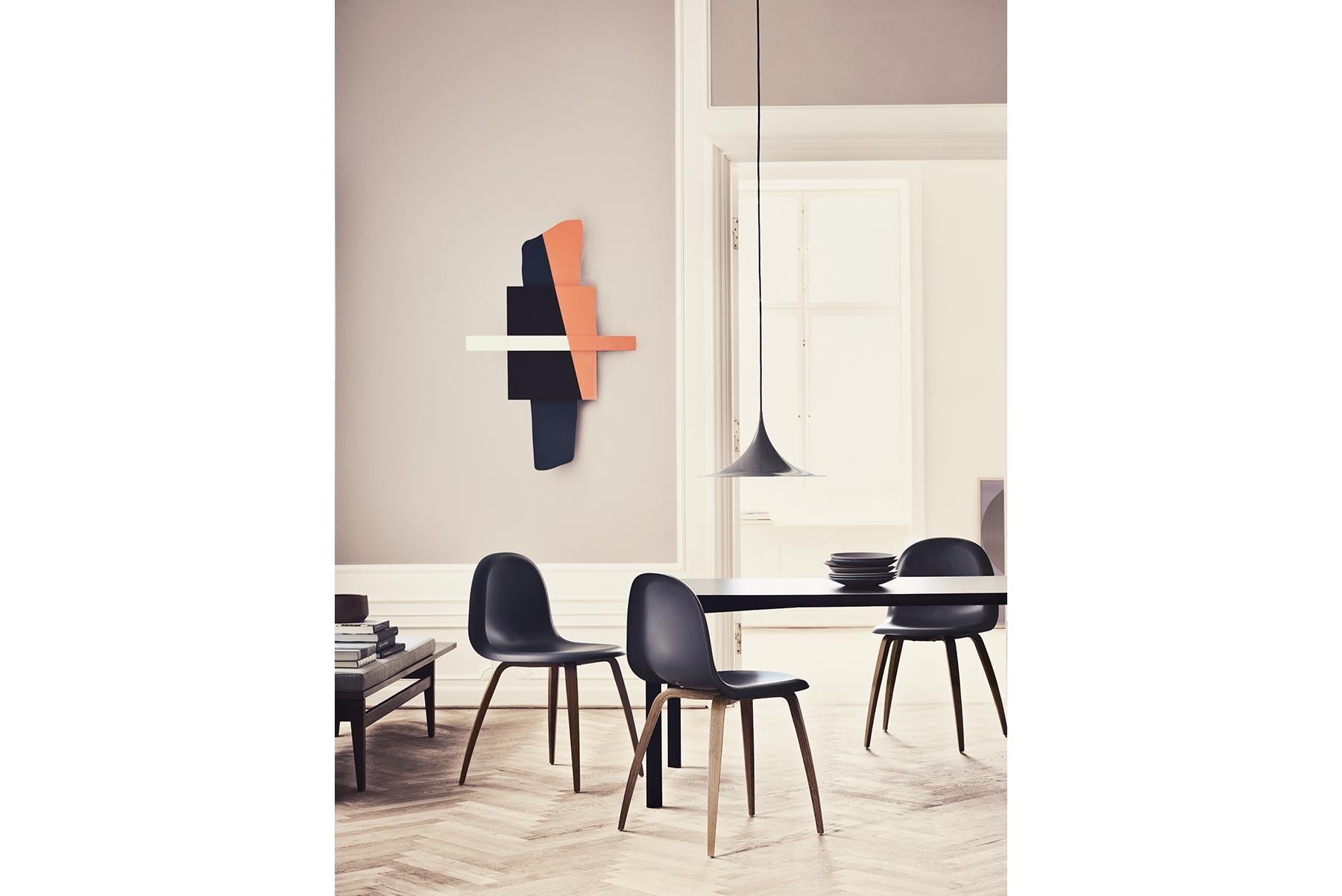 Silla de Comedor 3D, Totalmente Tapizada, Base de Madera, Haya Teñida de Negro Moderno de mediados de siglo en venta