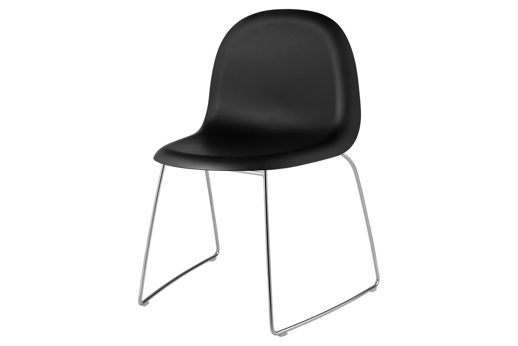 Mid-Century Modern 3D Dining Chair, Un-Upholstered, Sledge Base, Hirek Shell For Sale