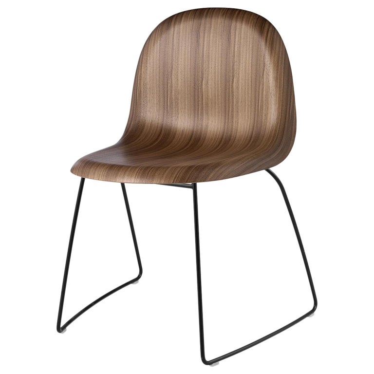 3D Dining Chair, Un-Upholstered, Sledge Base, Wood Shell For Sale